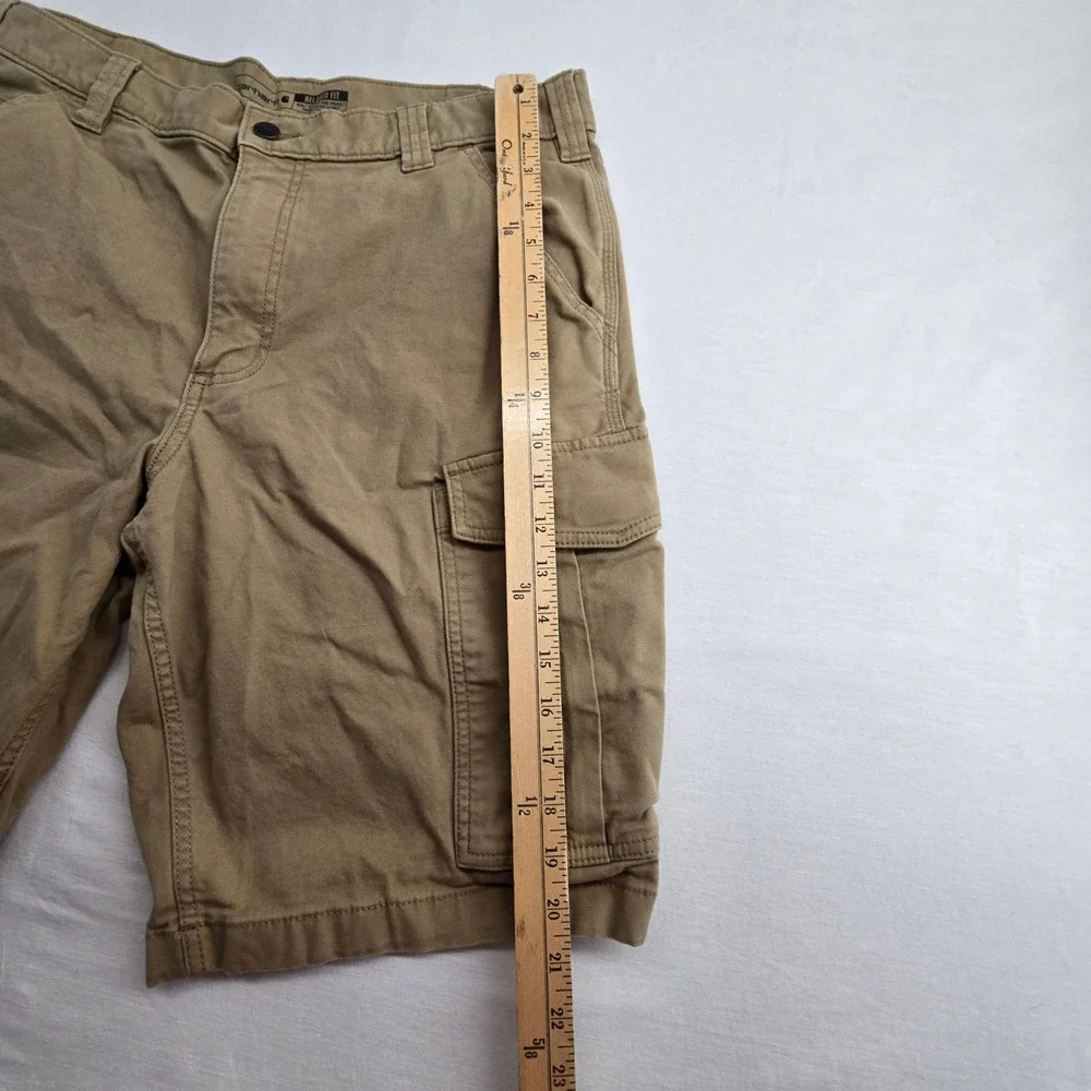 Carhartt Mens Rugged Flex Relaxed Fit Canvas Cargo Work Shorts Tan 36 BS3542-M
